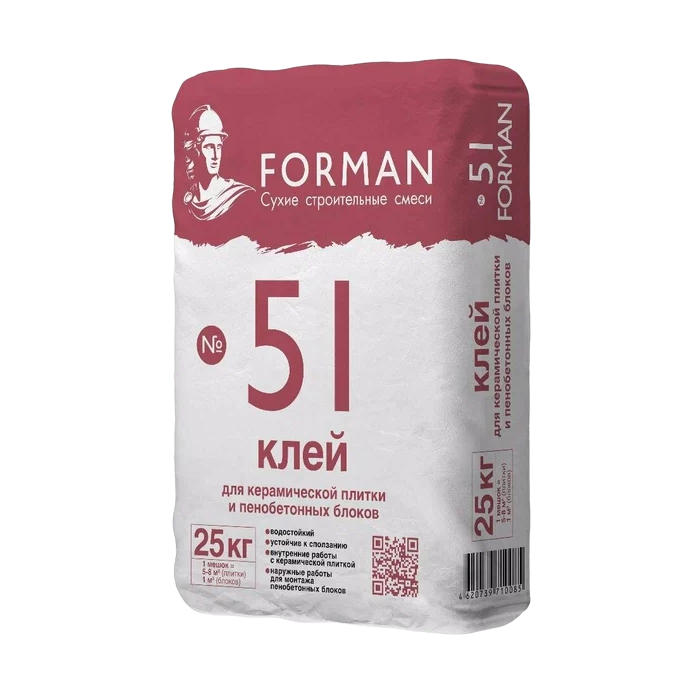 ФОРМАН 51 Клей цементный для керамической плитки 25кг (фото 1)